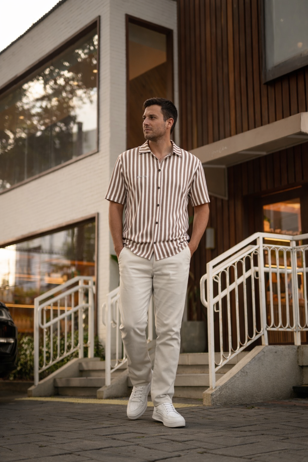 VK by VK Confort Striped Short Sleeve Shirt