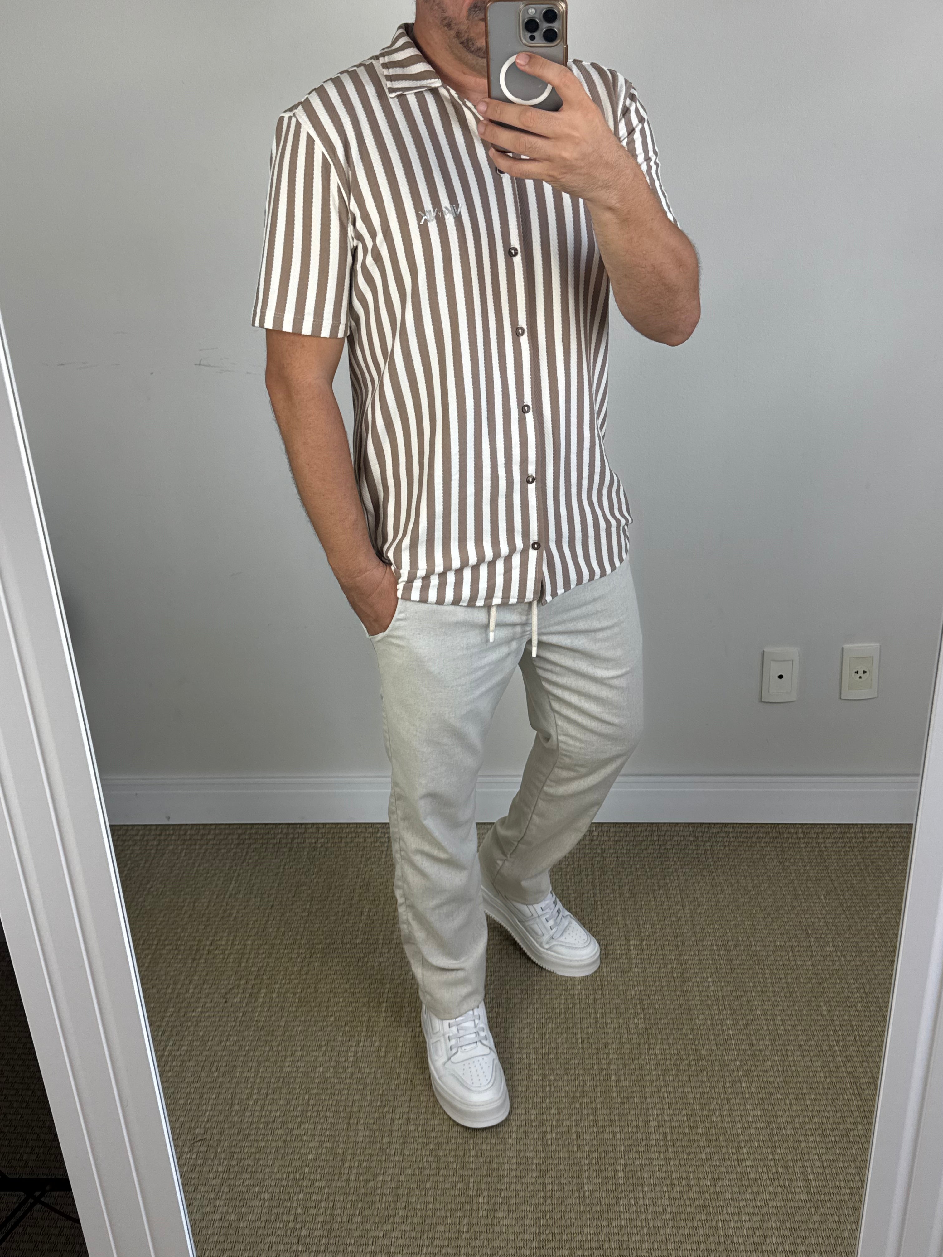 Camisa Manga Curta VK by VK Comfort Striped