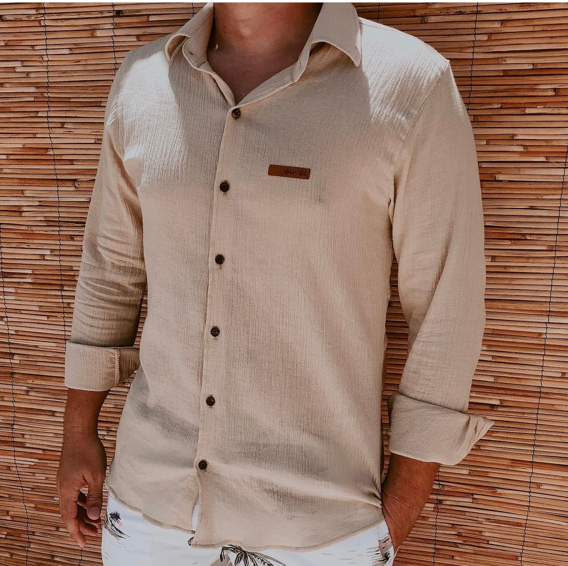 Camisa Naturale Branca Botão Manga Longa