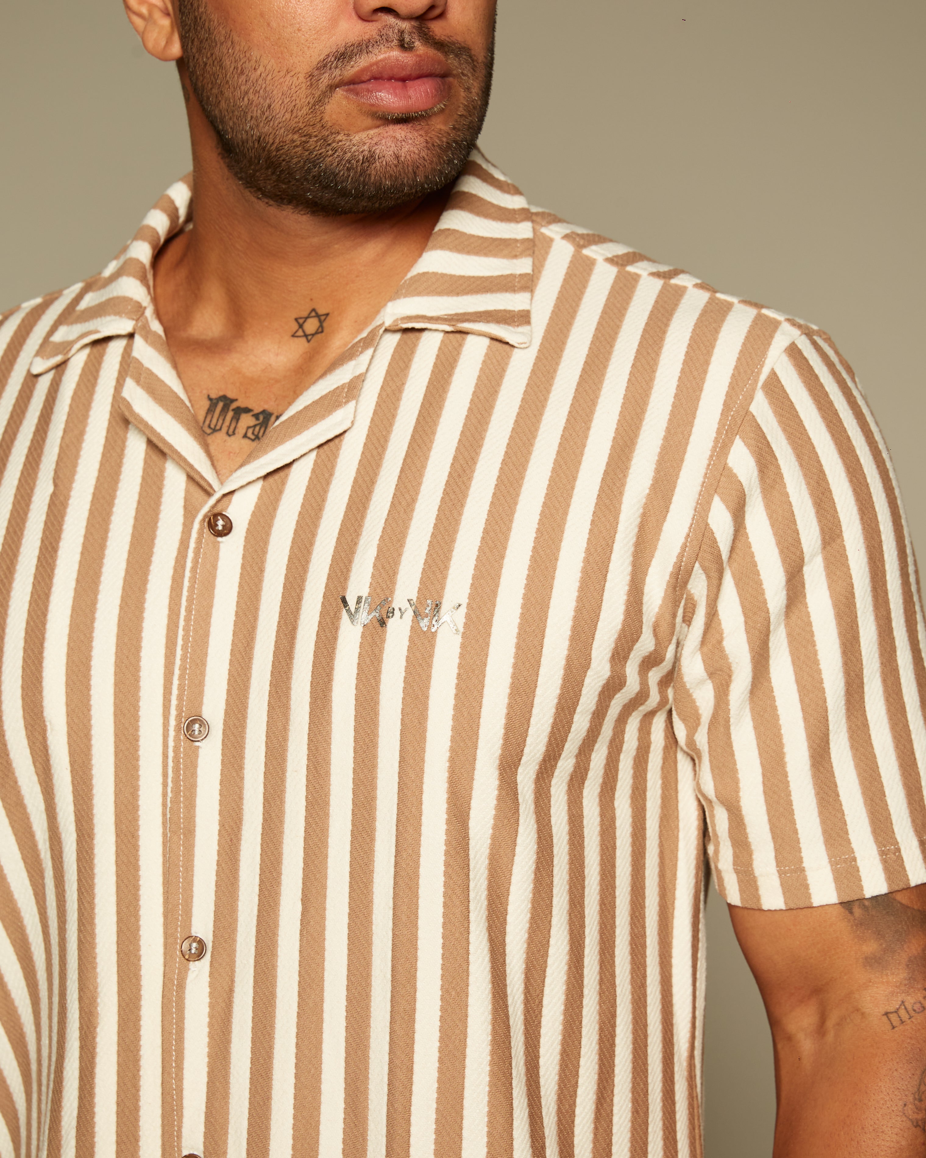Camisa Manga Curta VK by VK Comfort Striped